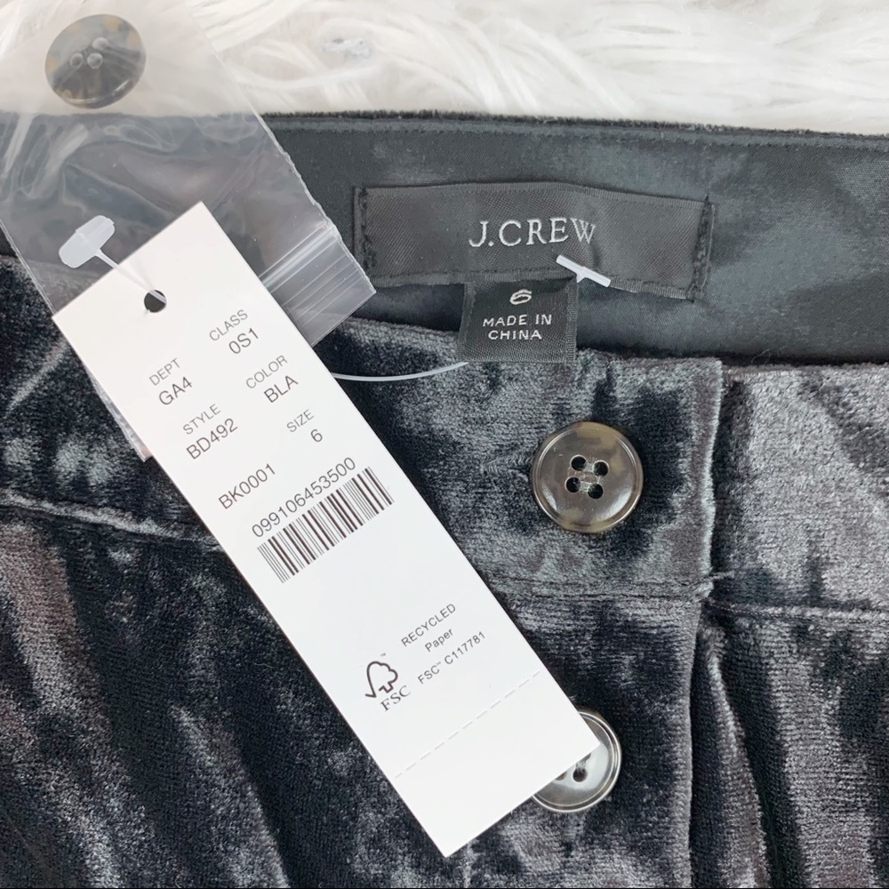 J Crew New Puff-sleeve square neck velvet dress knee length button front - Picture 6 of 9